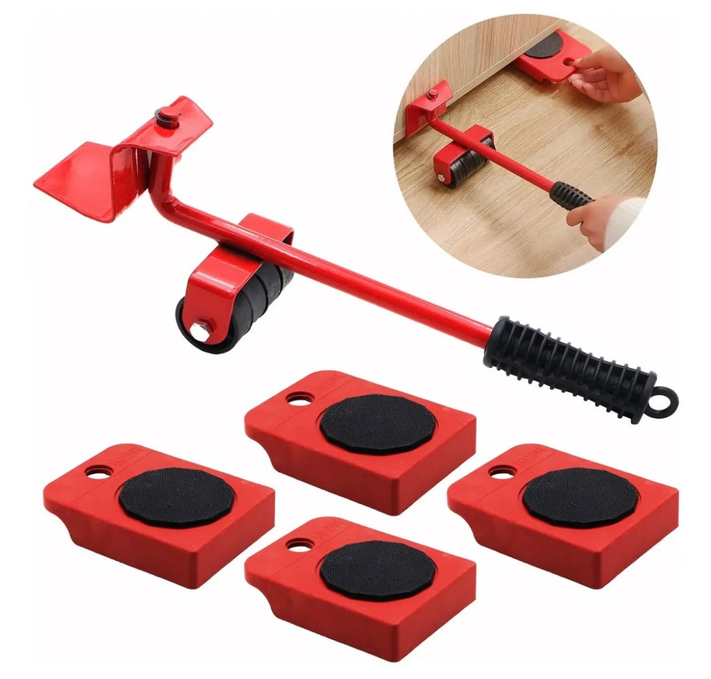 Sistema De Ruedas Para Mover Muebles 5 Piezas Rojo