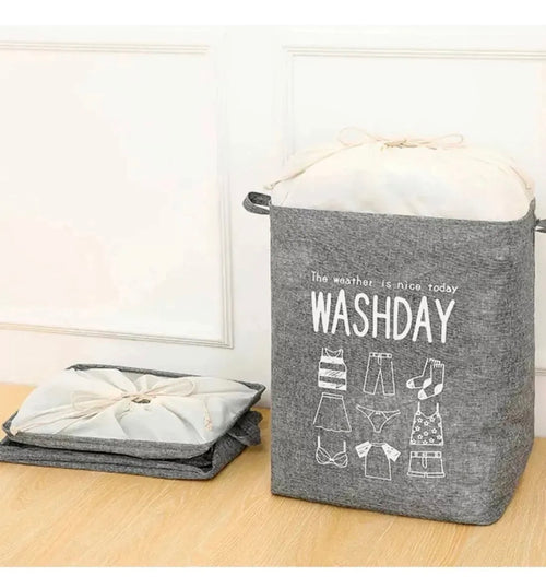 Cesto Canasto Marron Ropa Sucia Organizador Plegable Tela Tapa | Canasto Lavadero Con Cordón Y Asas Bolsa Laundry Washday Grande Decorativa | Para Dormitorio Baño Lavadero Hogar Levys Bazar