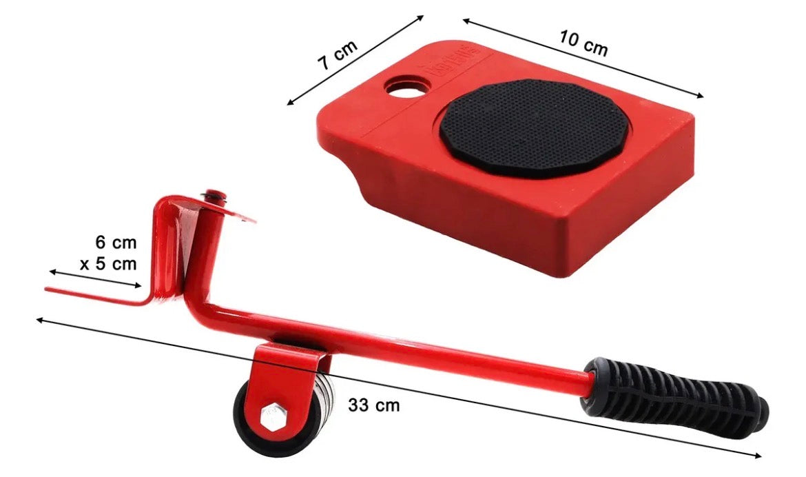 Sistema De Ruedas Para Mover Muebles 5 Piezas Rojo