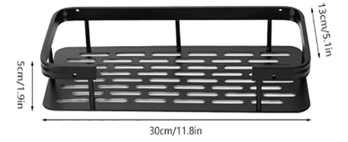 Pack x2 Estantes Repisas Con Adhesivos Para Ducha, Baño y Cocina – Organizador Baño Ducha Metálico Negro Mate con Instalación sin Perforaciones Estante Shampoo Jabonera Levys Bazar